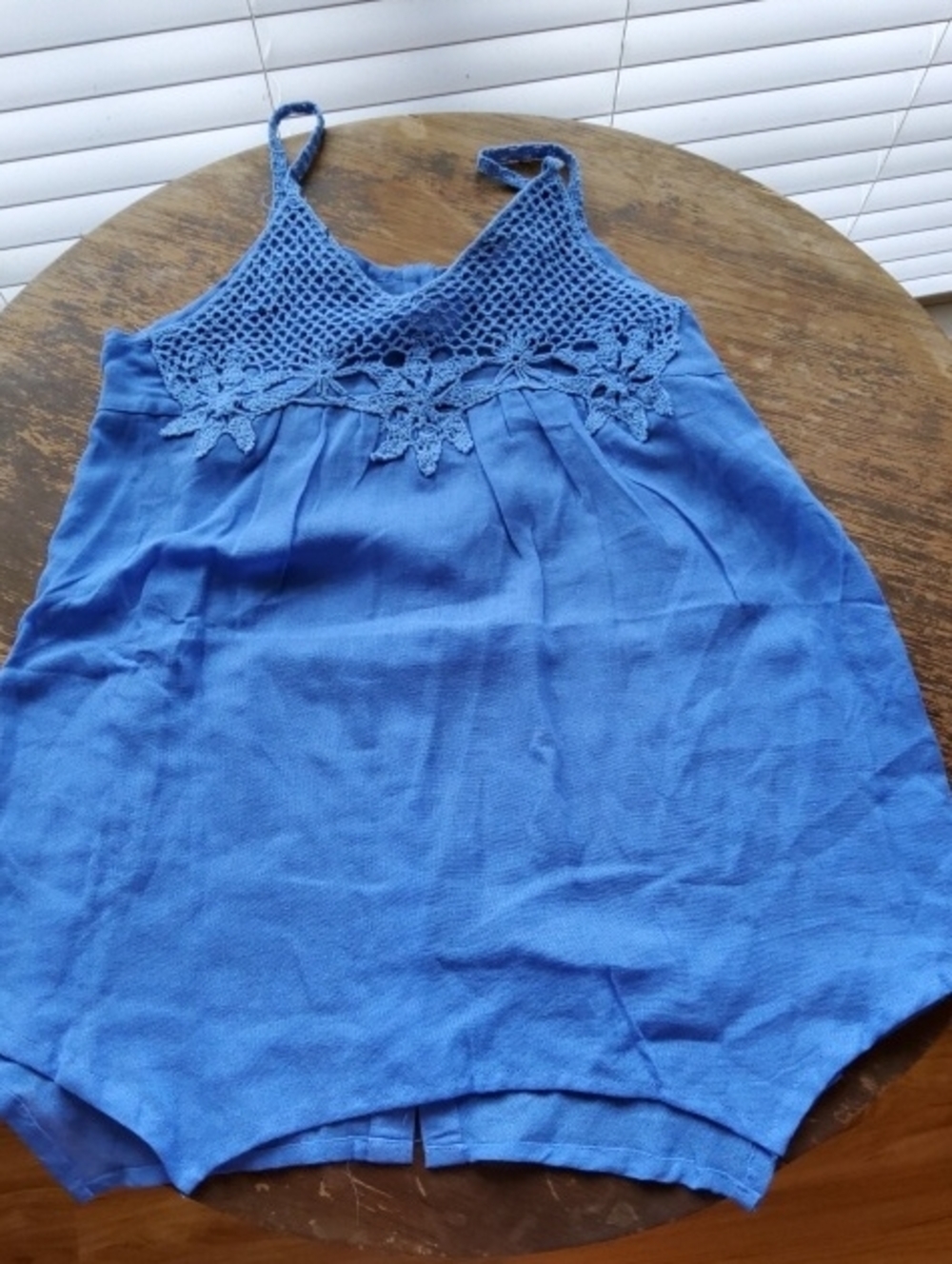 Blue Crochet Trim Top Angie Brand Large NWT